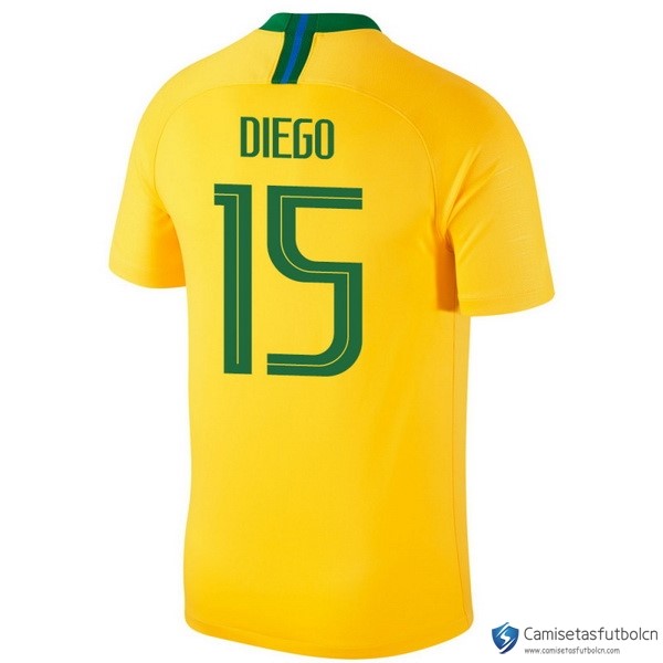 Camiseta Seleccion Brasil Primera equipo Diego 2018 Amarillo